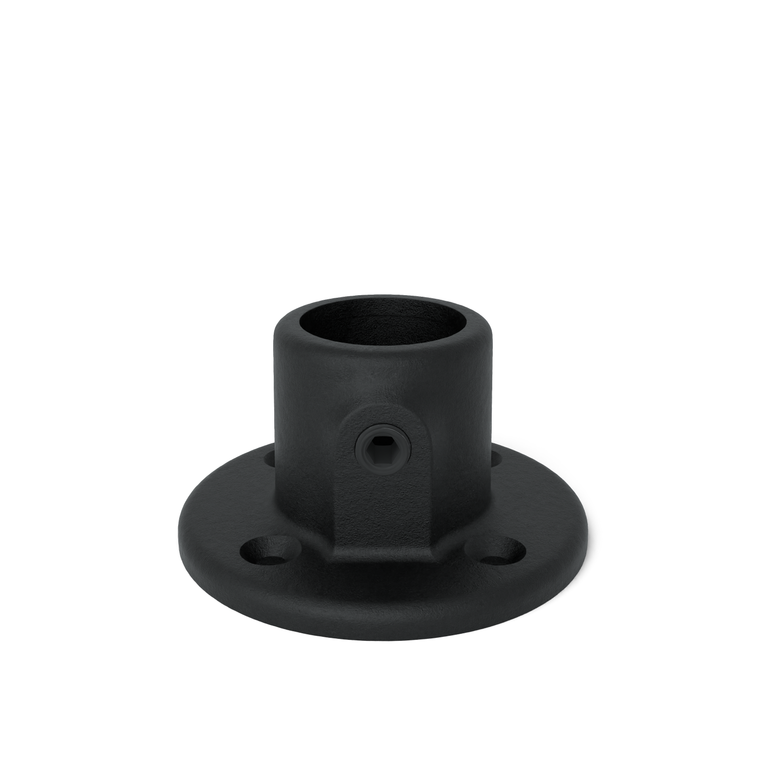 Rohrverbinder Fußplatte rund schwarz 48,3 mm - Vorderansicht Rohrverbinder (Rohr-verbinder.de)