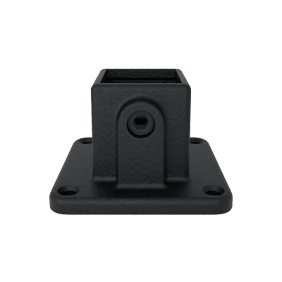 Rohrverbinder Fußplatte schwarz 40 mm quadratisch - Vorderansicht Rohrverbinder (Rohr-verbinder.de)