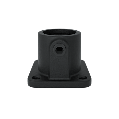 Rohrverbinder Fußplatte quadratisch schwarz 42,4 mm - Vorderansicht Rohrverbinder (Rohr-verbinder.de)