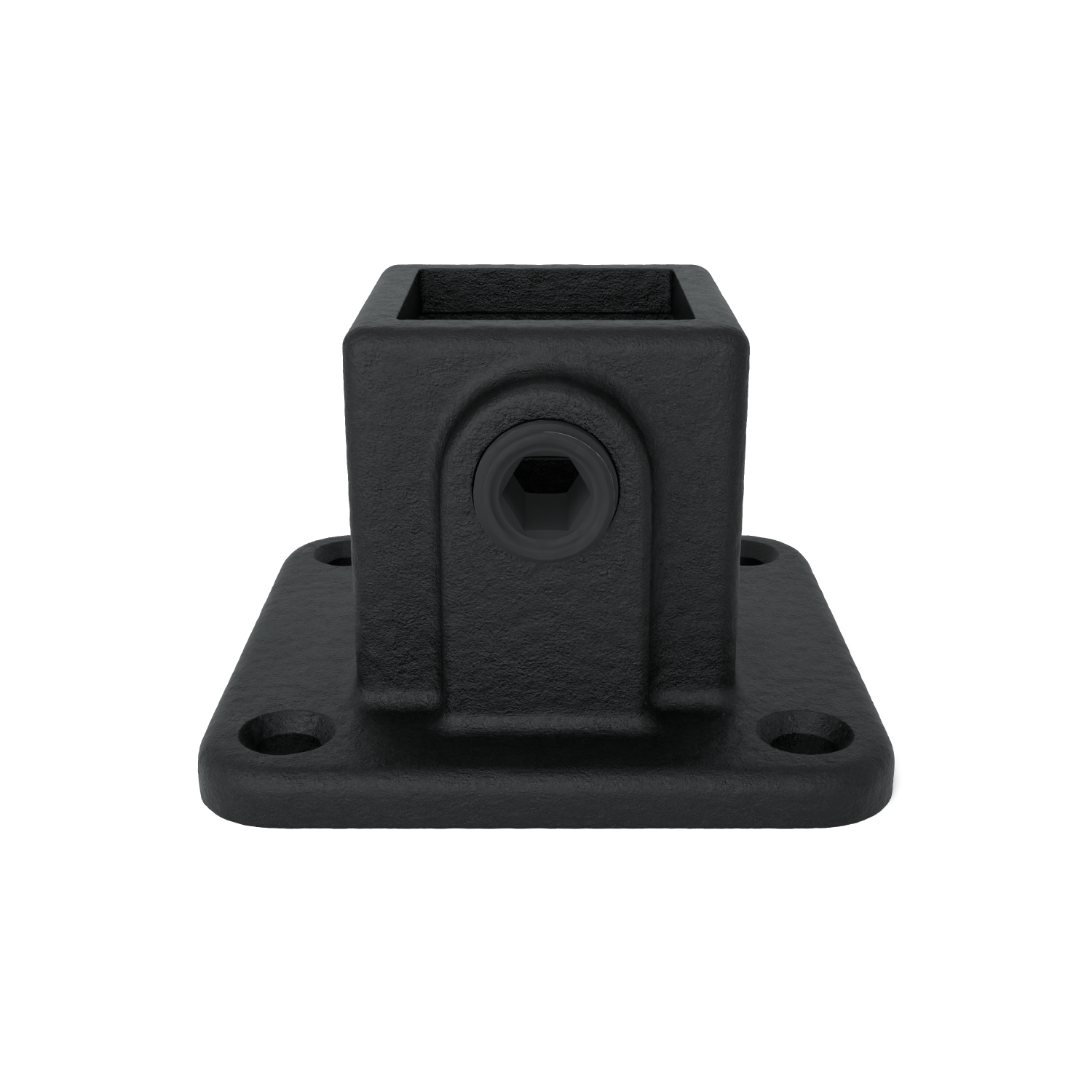 Rohrverbinder Fußplatte quadratisch schwarz 25 mm quadratisch - Vorderansicht Rohrverbinder (Rohr-verbinder.de)