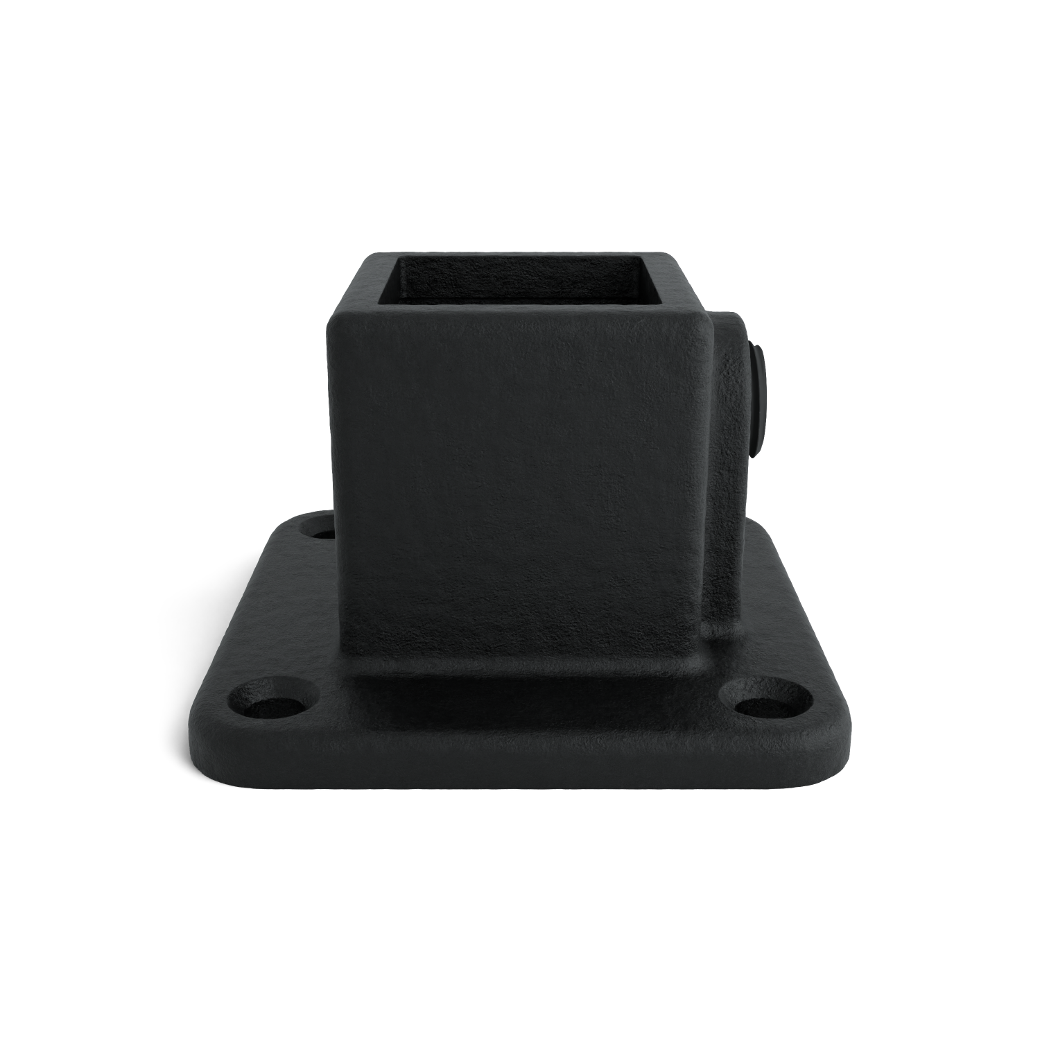 Rohrverbinder Fußplatte quadratisch schwarz 25 mm quadratisch - Seitenansicht Rohrverbinder (Rohr-verbinder.de)