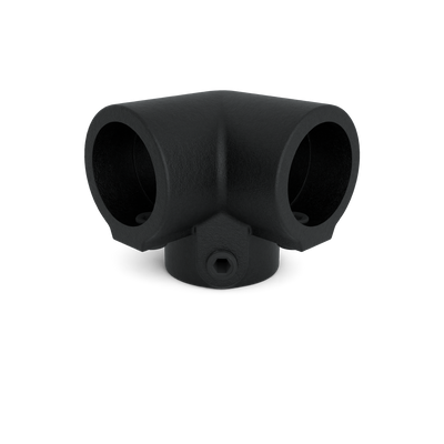 Rohrverbinder Dreiweg-Eckstück 90º schwarz 48,3 mm - Vorderansicht Rohrverbinder (Rohr-verbinder.de)