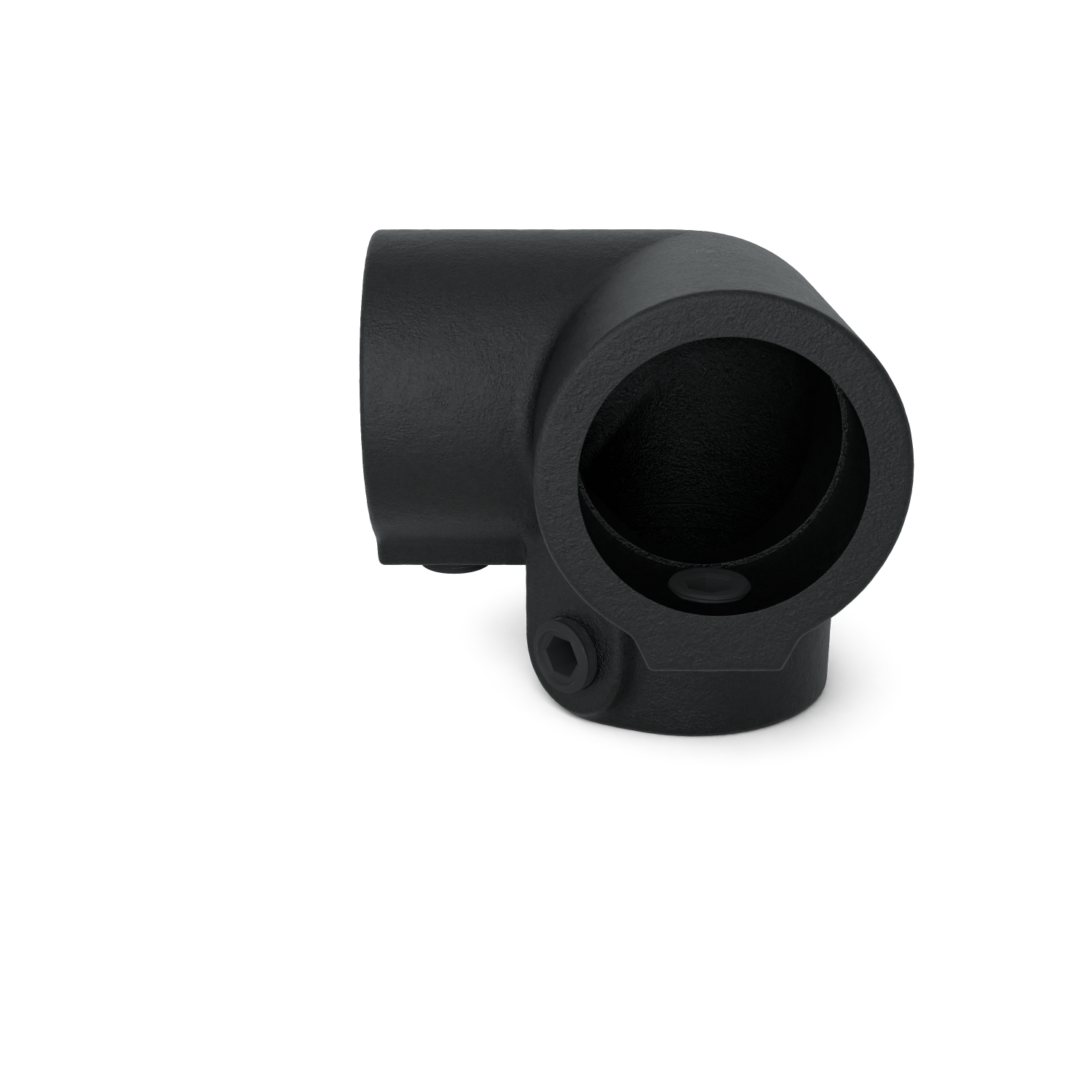 Rohrverbinder Dreiweg-Eckstück 90º schwarz 26,9 mm - Schrägansicht Rohrverbinder (Rohr-verbinder.de)