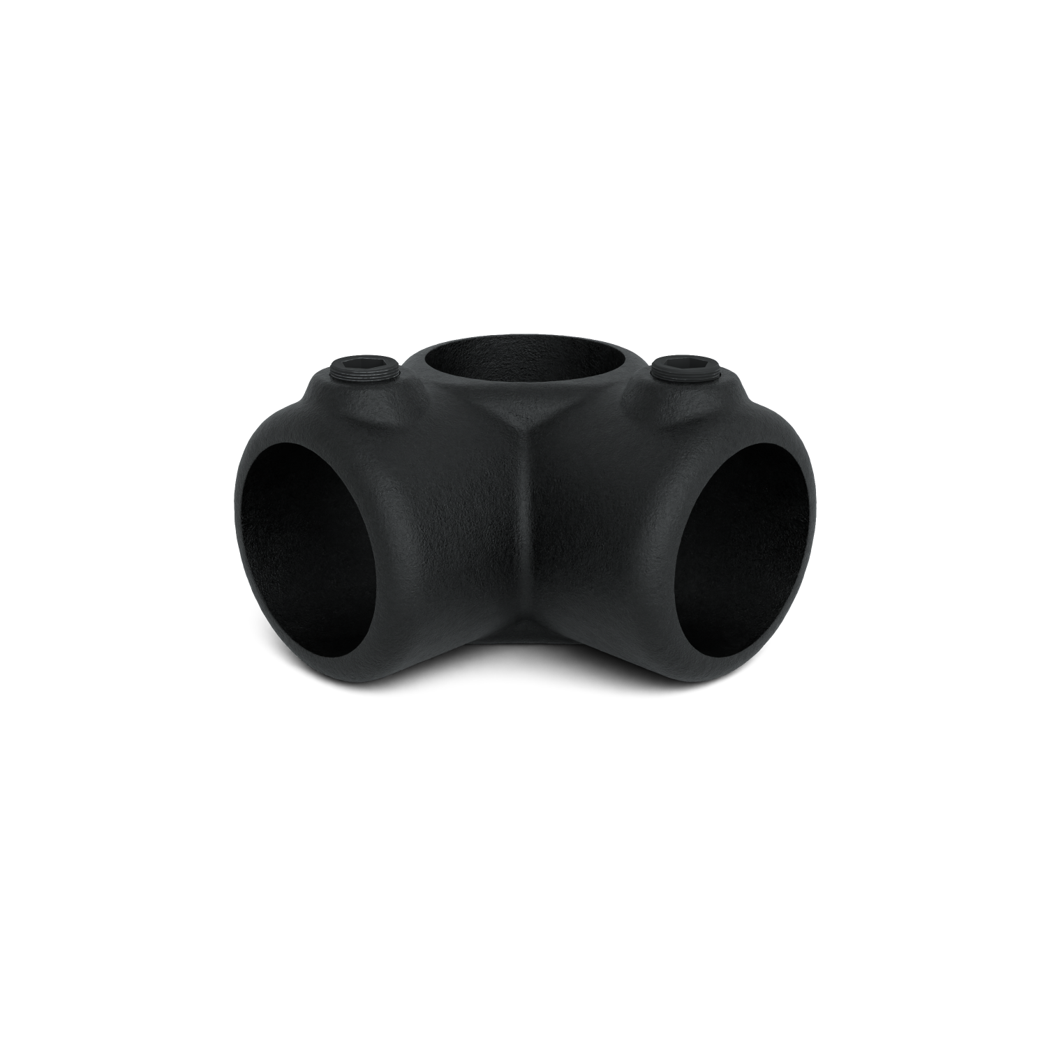 Rohrverbinder Eckstück 90º schwarz 48,3 mm - Vorderansicht Rohrverbinder (Rohr-verbinder.de)