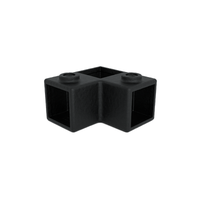 Rohrverbinder Eckstück 90º schwarz 40 mm quadratisch - Vorderansicht Rohrverbinder (Rohr-verbinder.de)