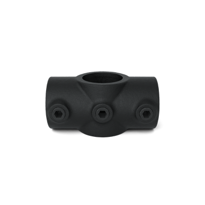 Rohrverbinder Kreuzstück in 1 Ebene schwarz 33,7 mm - Vorderansicht Rohrverbinder (Rohr-verbinder.de)