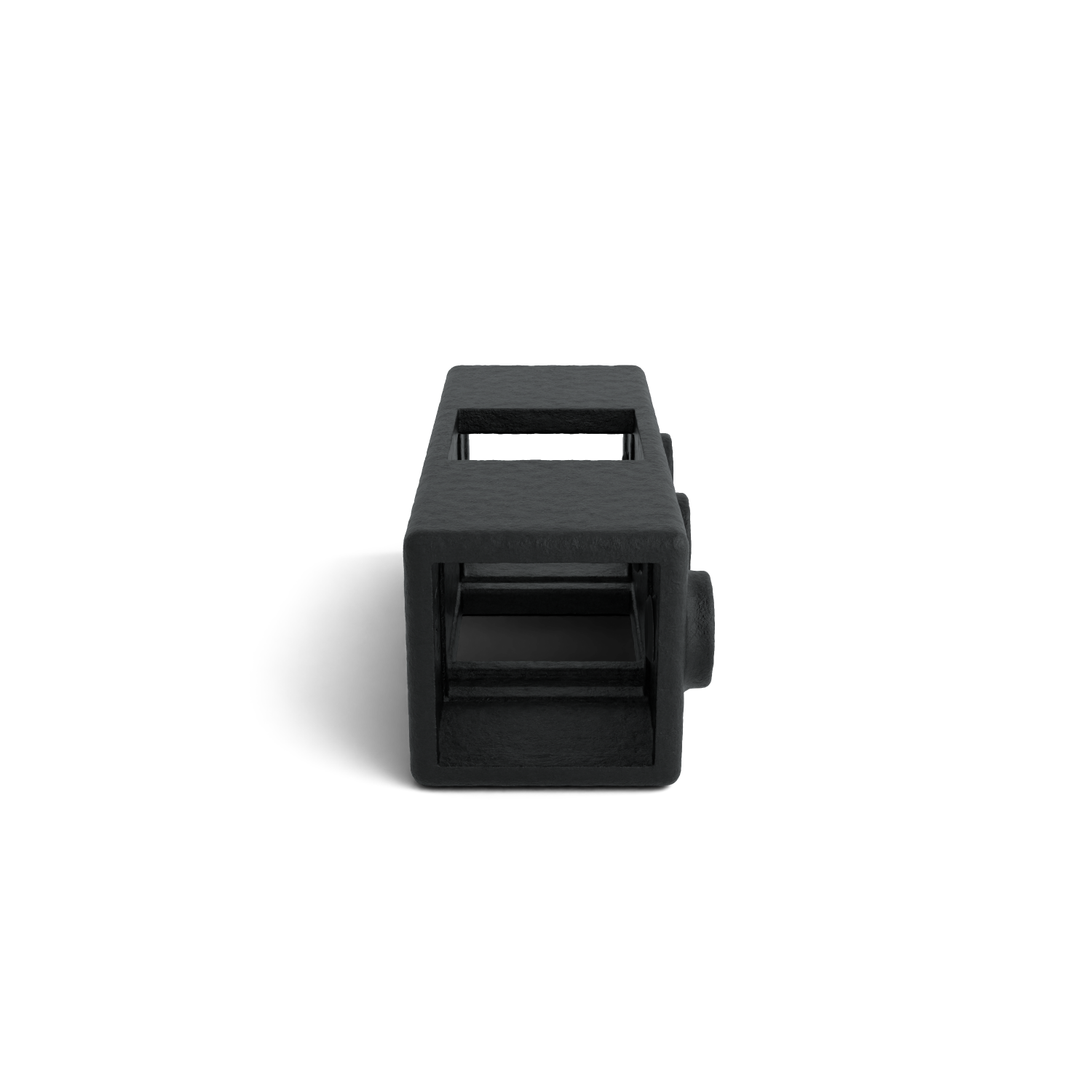 Rohrverbinder Kreuzstück in 1 Ebene schwarz 40 mm quadratisch - Seitenansicht Rohrverbinder (Rohr-verbinder.de)