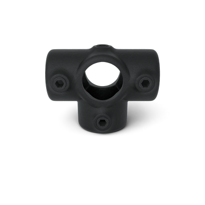 Rohrverbinder T-Stück für Stützrohr schwarz 21,3 mm - Vorderansicht Rohrverbinder (Rohr-verbinder.de)