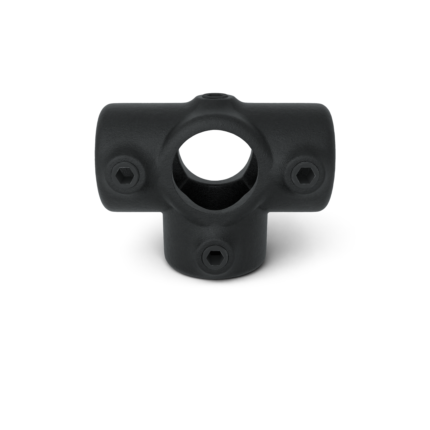 Rohrverbinder T-Stück für Stützrohr schwarz 48,3 mm - Vorderansicht Rohrverbinder (Rohr-verbinder.de)