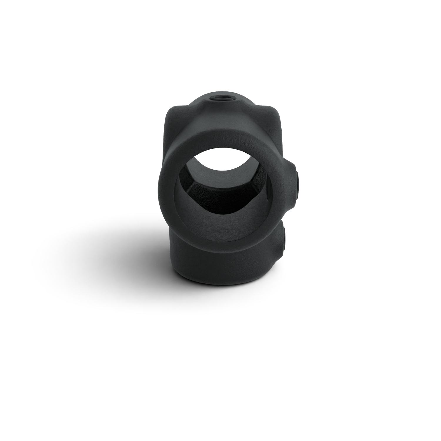 Rohrverbinder T-Stück für Stützrohr schwarz 42,4 mm - Seitenansicht Rohrverbinder (Rohr-verbinder.de)