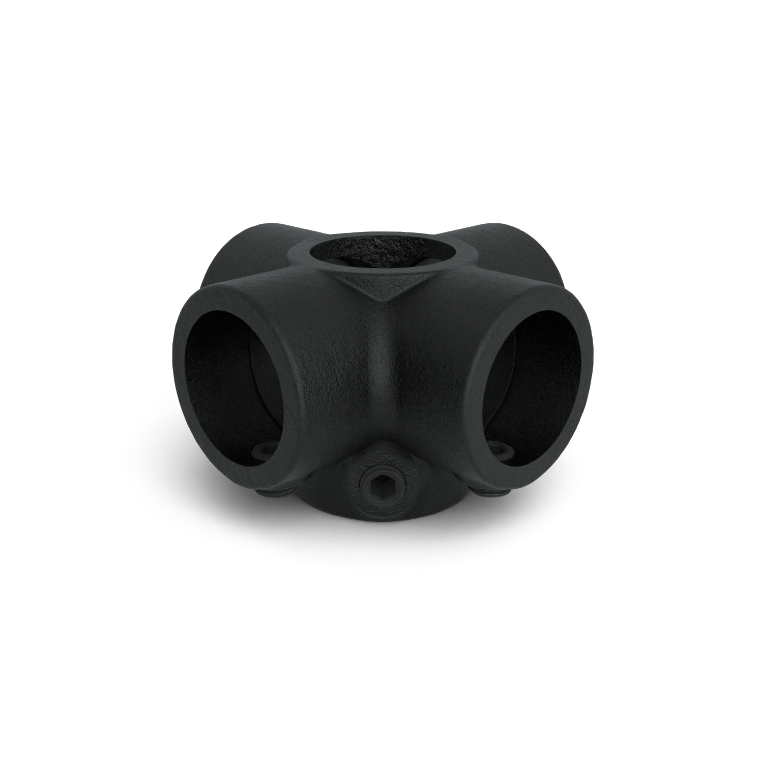 Rohrverbinder Kreuzstück für Stützrohr schwarz 42,4 mm - Vorderansicht Rohrverbinder (Rohr-verbinder.de)