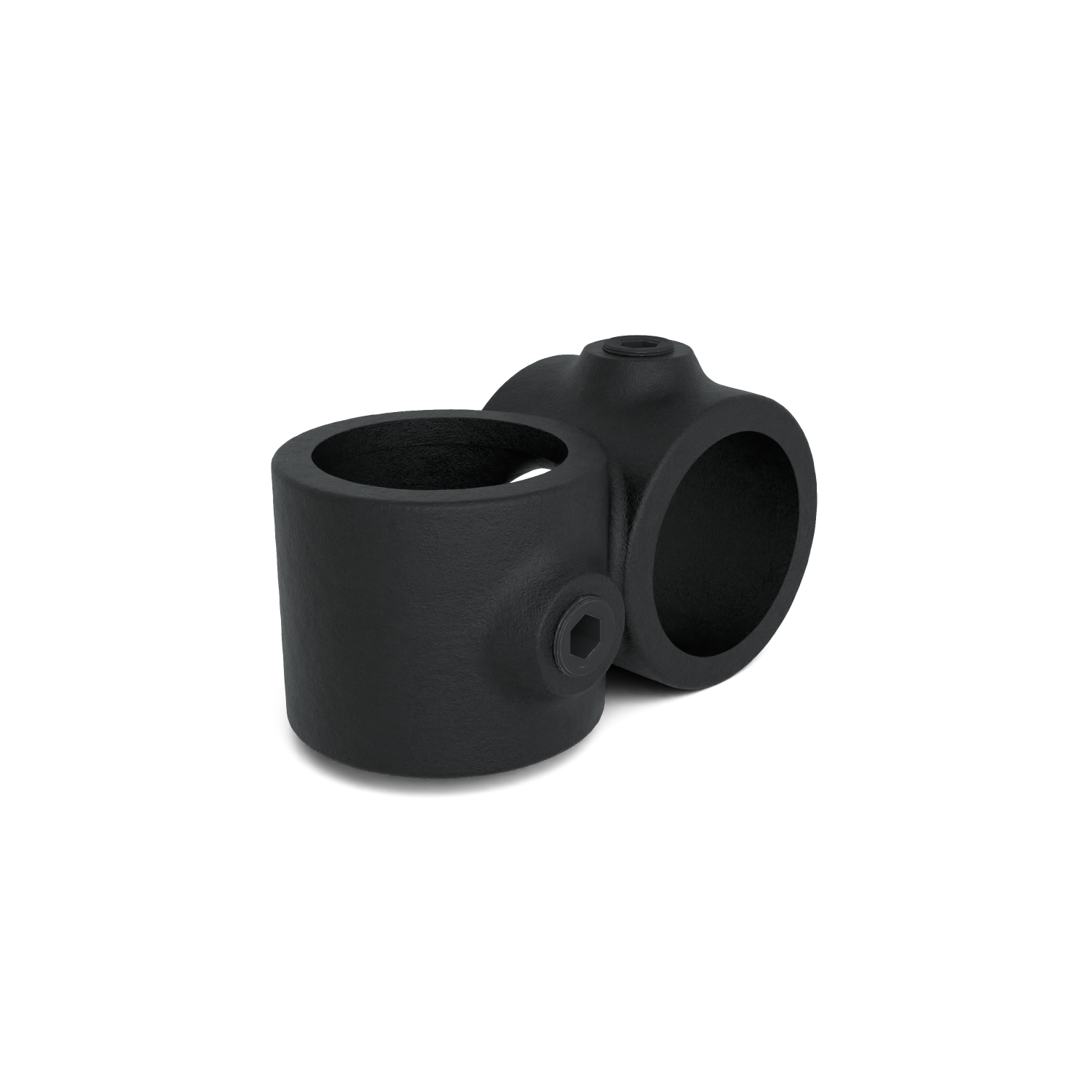 Rohrverbinder Kreuzstück 90º schwarz 26,9 mm - Schrägansicht Rohrverbinder (Rohr-verbinder.de)