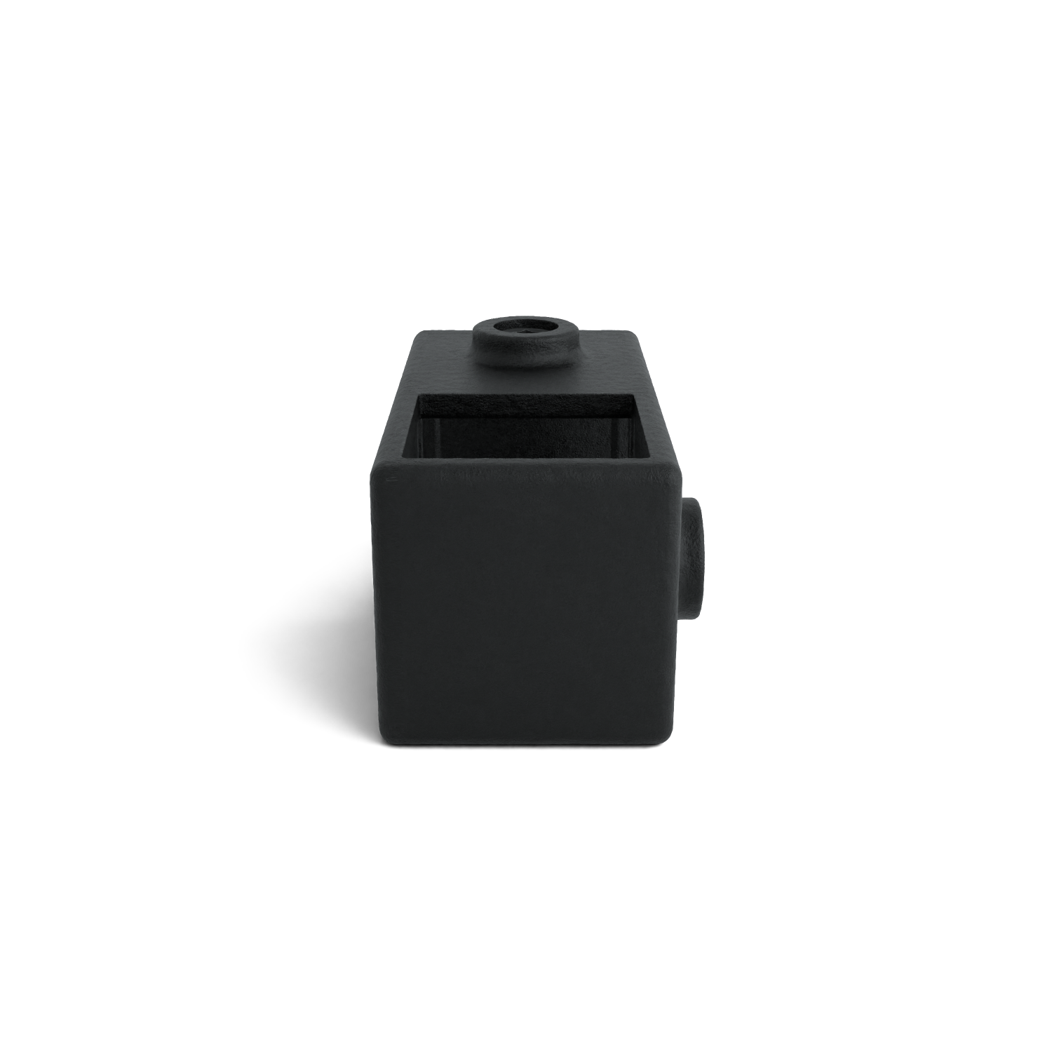 Rohrverbinder Kreuzstück 90º schwarz 40 mm quadratisch - Seitenansicht Rohrverbinder (Rohr-verbinder.de)
