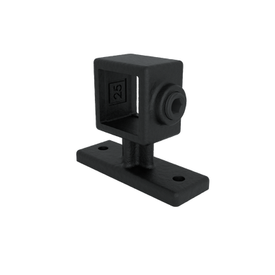 Rohrverbinder Handlaufhalterung schwarz 25 mm quadratisch - Vorderansicht Rohrverbinder (Rohr-verbinder.de)
