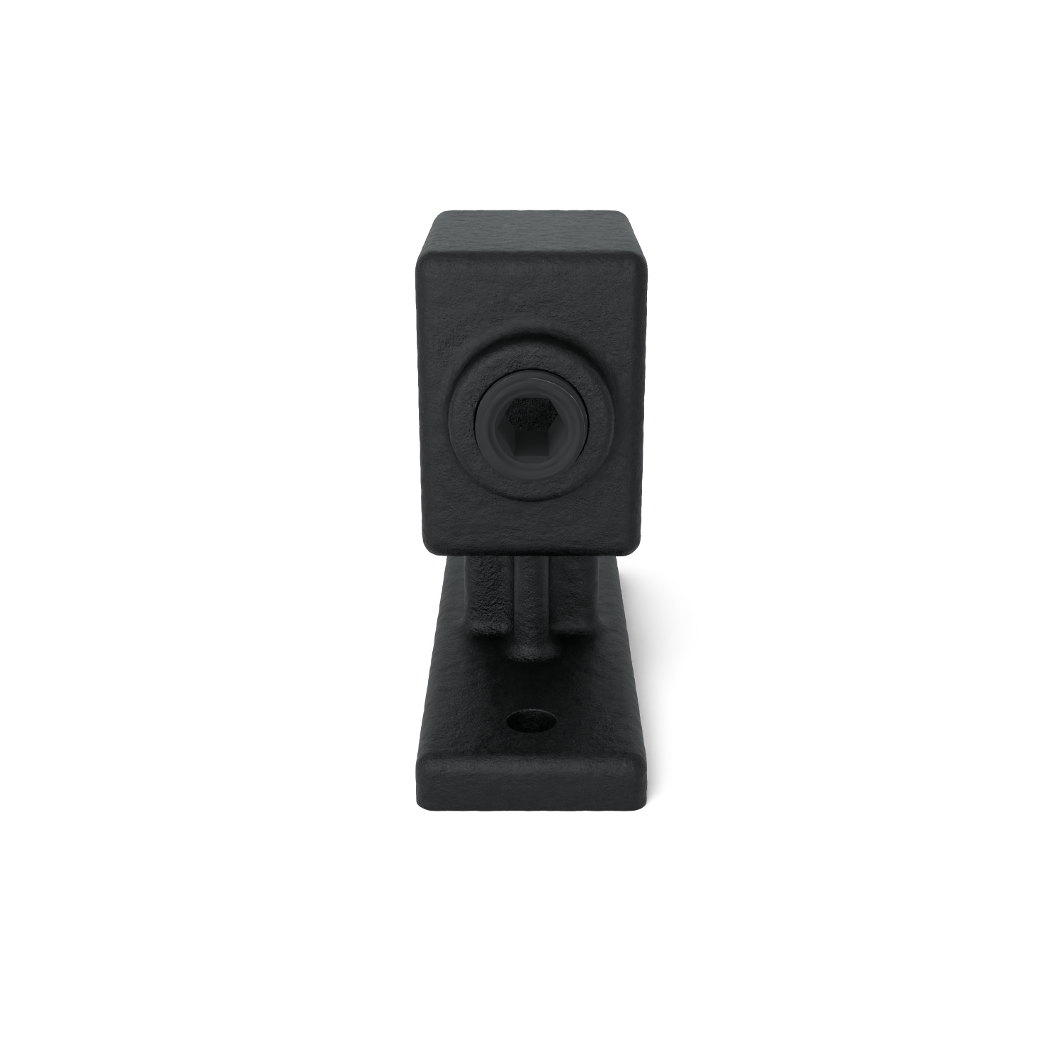 Rohrverbinder Handlaufhalterung schwarz 25 mm quadratisch - Schrägansicht Rohrverbinder (Rohr-verbinder.de)