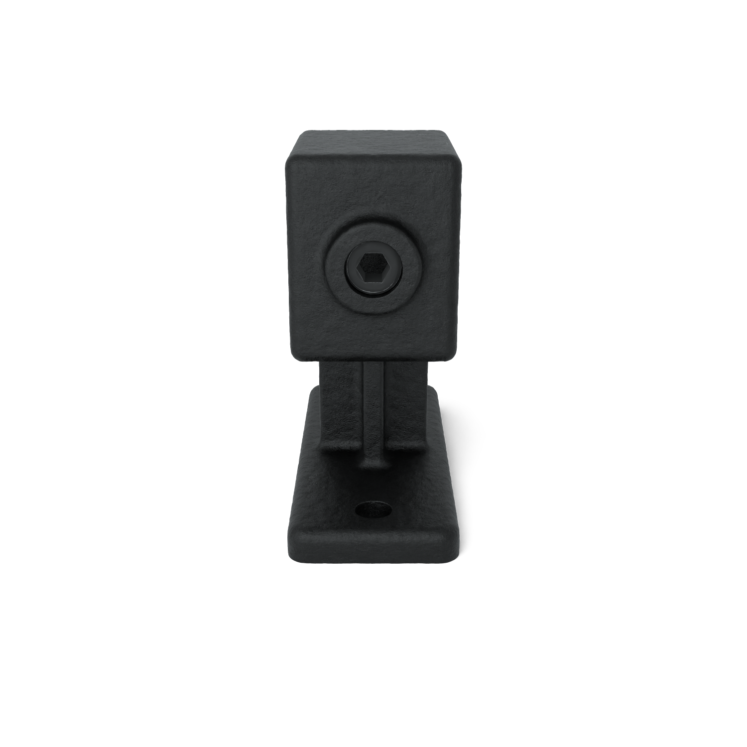 Rohrverbinder Handlaufhalterung schwarz 40 mm quadratisch - Schrägansicht Rohrverbinder (Rohr-verbinder.de)