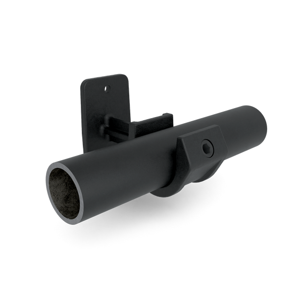 Rohrverbinder Handlaufhalterung offen schwarz 26,9 mm - Vorderansicht mit Rohren (Rohr-verbinder.de)