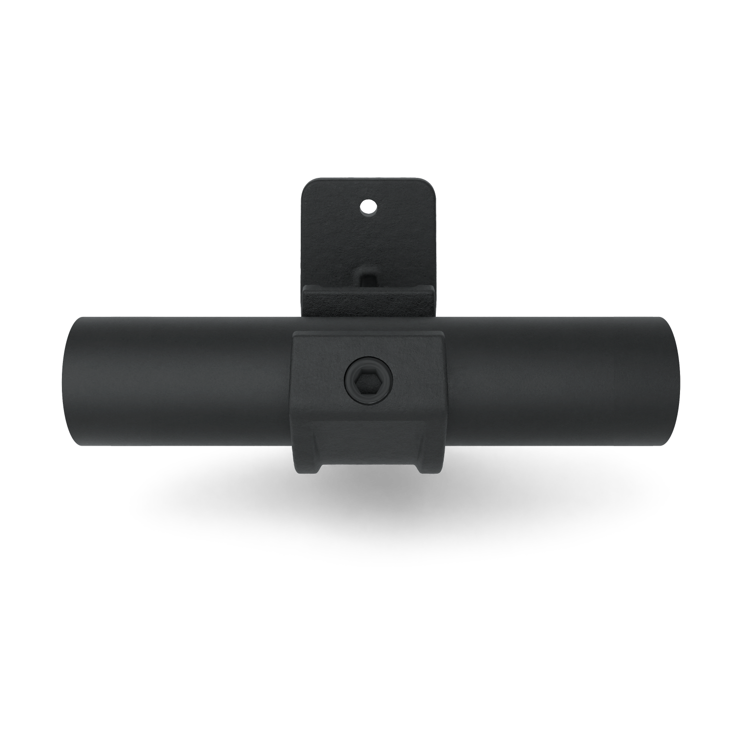 Rohrverbinder Handlaufhalterung offen schwarz 33,7 mm - Schrägansicht mit Rohren (Rohr-verbinder.de)