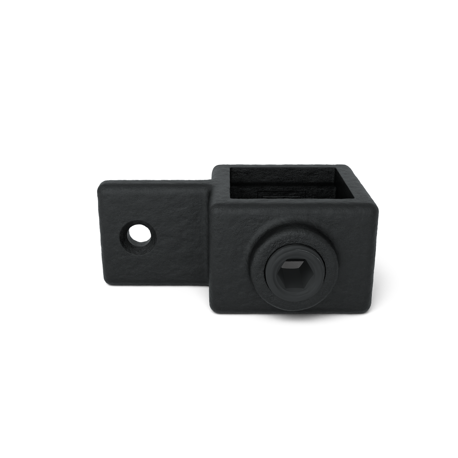 Rohrverbinder Gelenkauge schwarz 25 mm quadratisch - Vorderansicht Rohrverbinder (Rohr-verbinder.de)