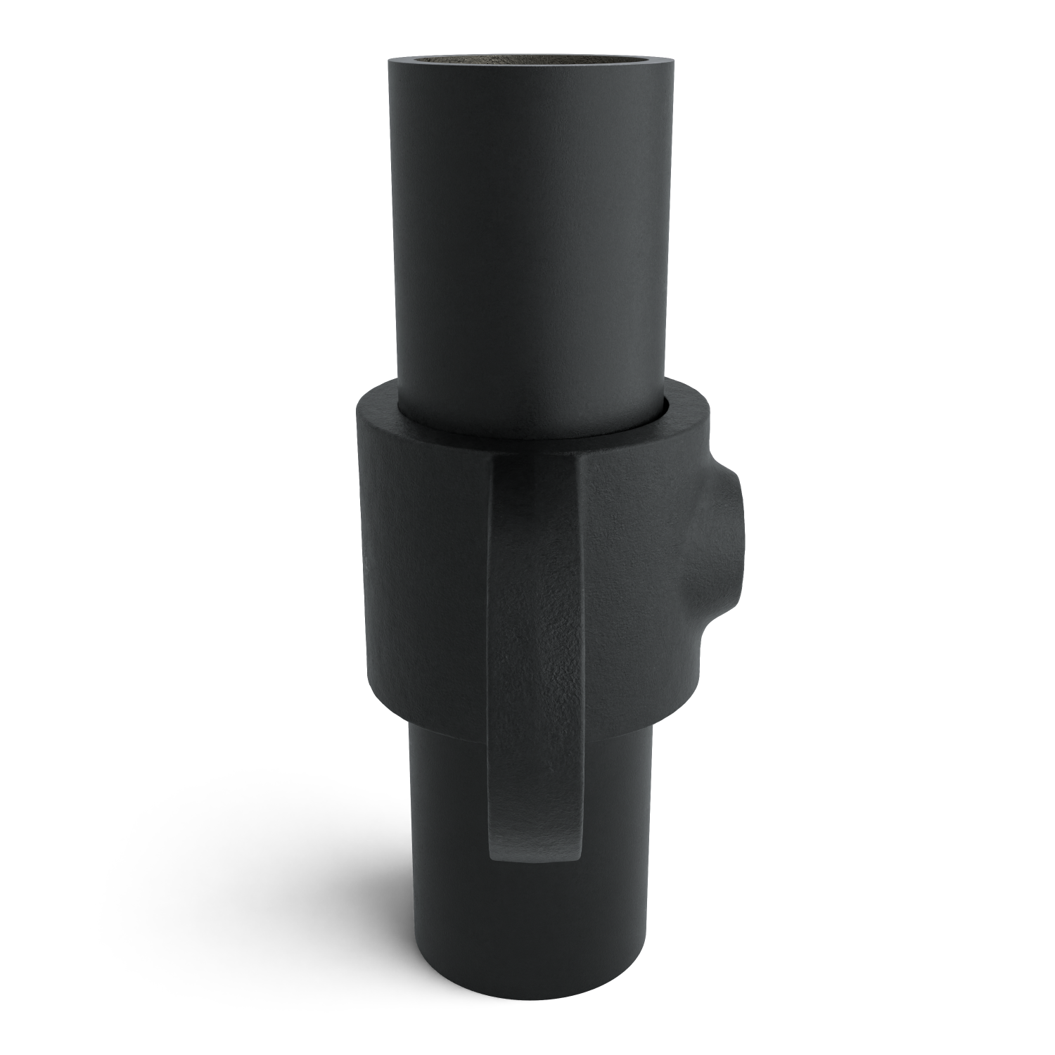 Rohrverbinder Gelenkauge doppelt 180º schwarz 26,9 mm - Seitenansicht mit Rohren (Rohr-verbinder.de)