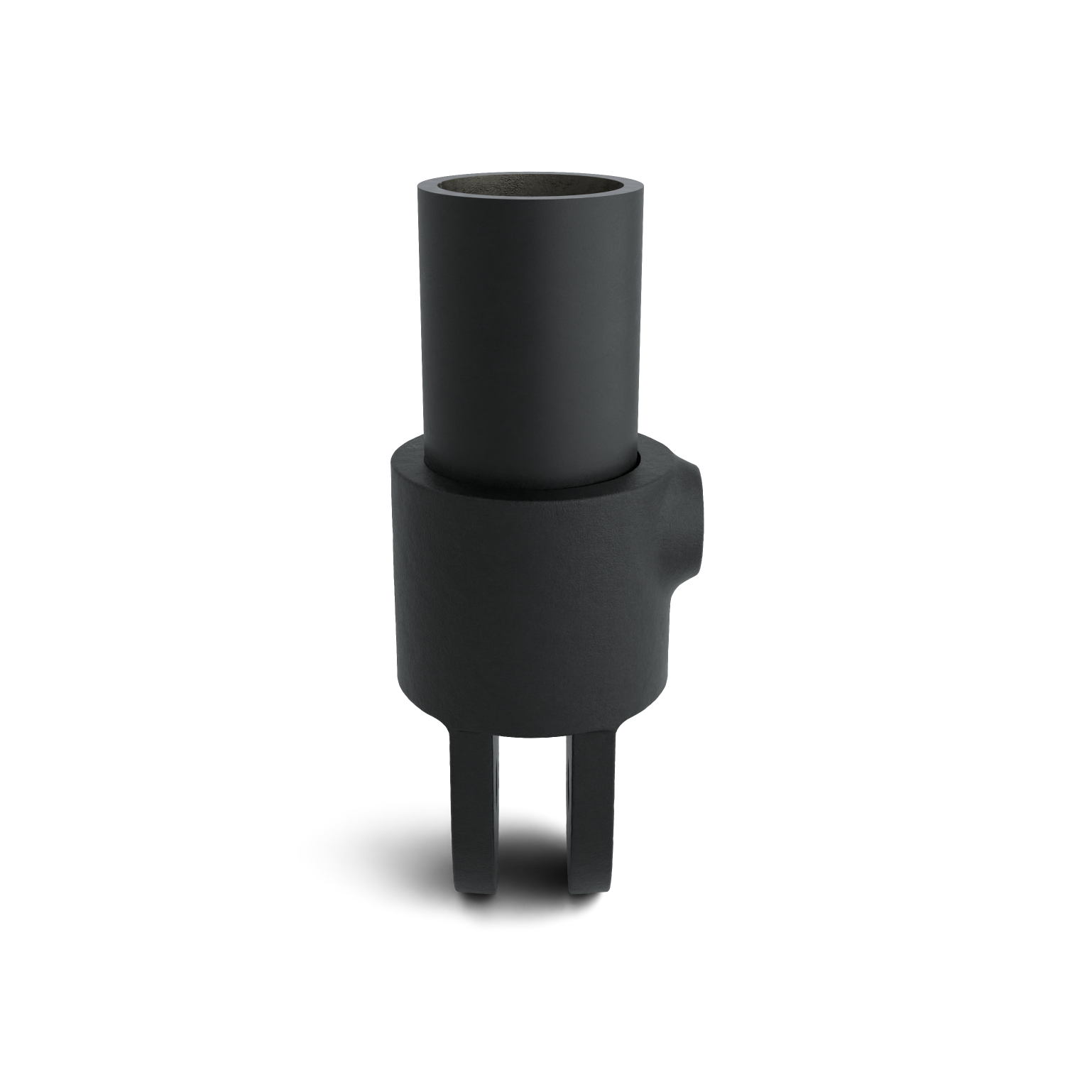 Rohrverbinder Gelenkhalter schwarz 48,3 mm - Seitenansicht mit Rohren (Rohr-verbinder.de)