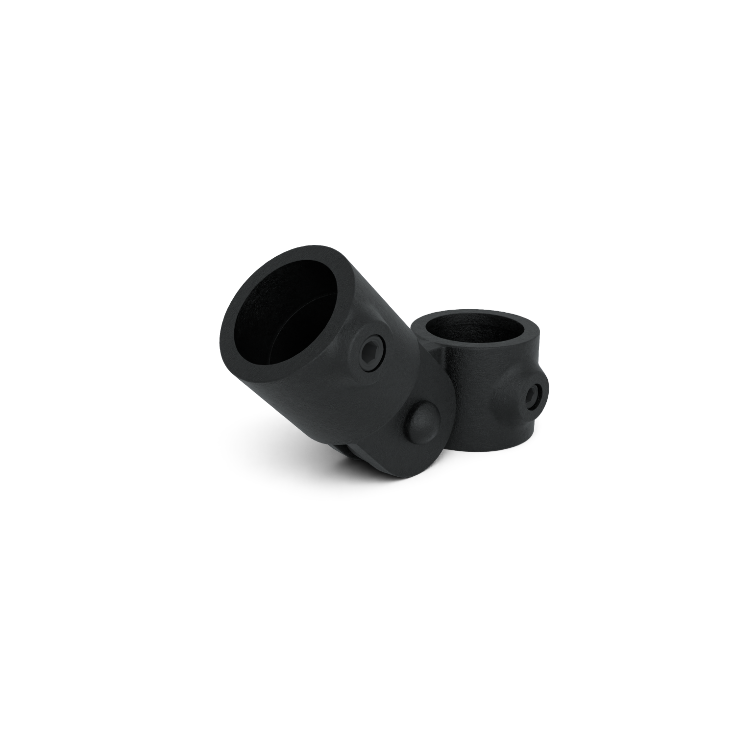 Rohrverbinder Gelenkstück einfach schwarz 48,3 mm - Schrägansicht Rohrverbinder (Rohr-verbinder.de)