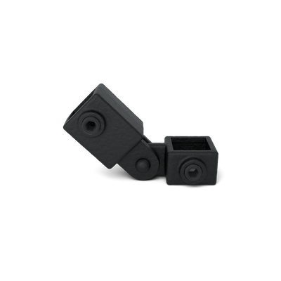 Rohrverbinder Gelenkstück einfach schwarz 25 mm quadratisch - Vorderansicht Rohrverbinder (Rohr-verbinder.de)