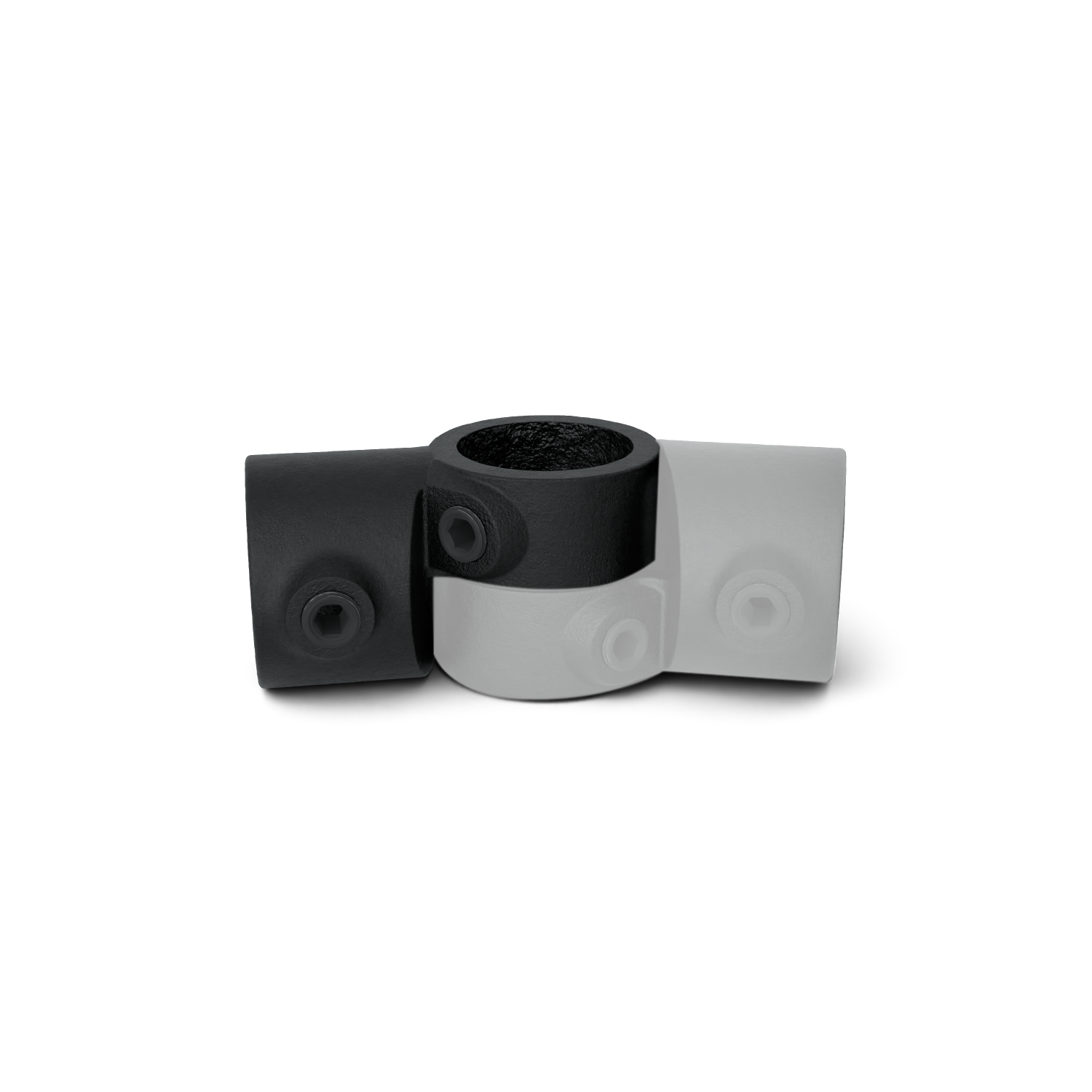 Rohrverbinder Winkelgelenk verstellbar schwarz 48,3 mm - 1 Stück - Vorderansicht Rohrverbinder (Rohr-verbinder.de)