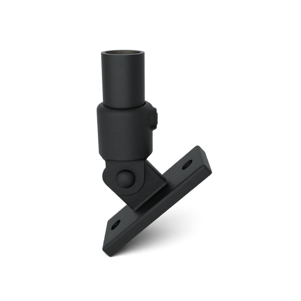 Rohrverbinder Gelenkfuß schwarz 42,4 mm - Vorderansicht mit Rohren (Rohr-verbinder.de)