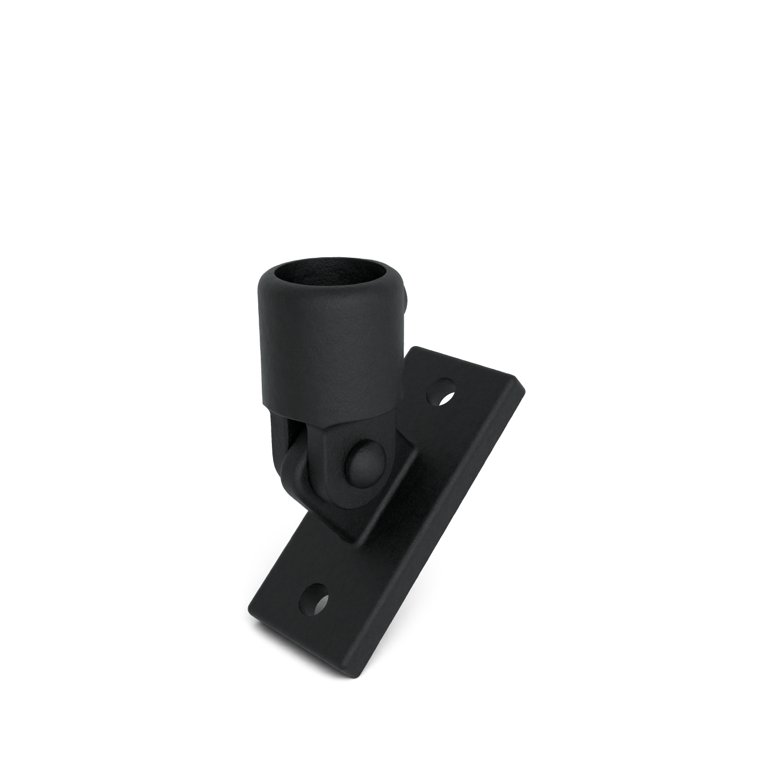 Rohrverbinder Gelenkfuß schwarz 48,3 mm - Schrägansicht Rohrverbinder (Rohr-verbinder.de)
