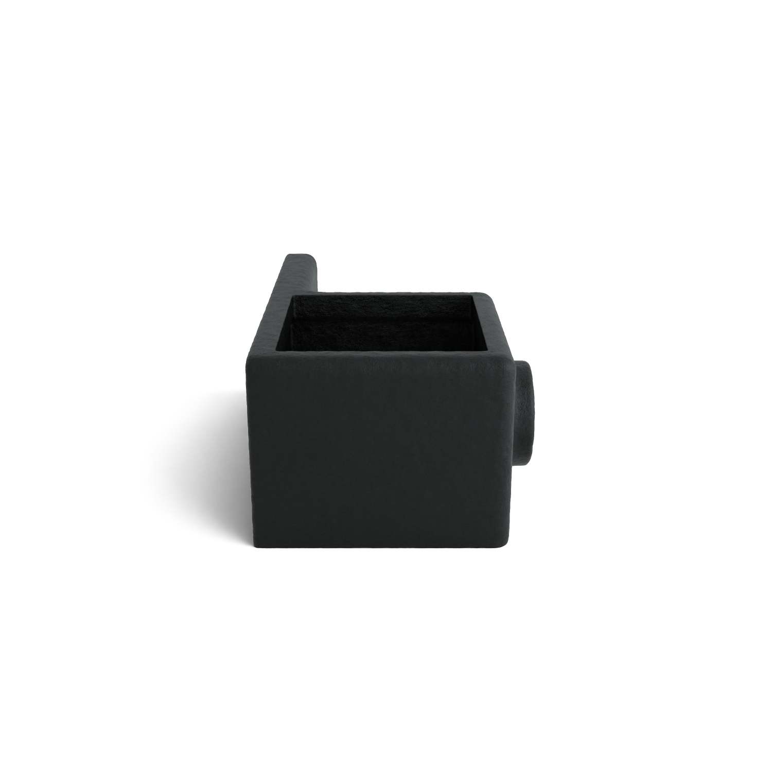 Rohrverbinder Ösenteil mit Einzellasche schwarz 40 mm quadratisch - Seitenansicht Rohrverbinder (Rohr-verbinder.de)