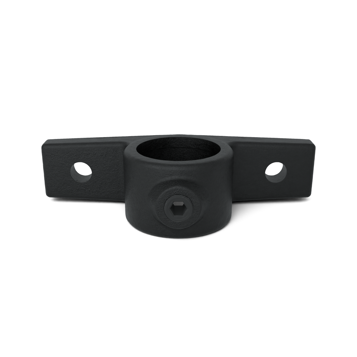 Rohrverbinder Ösenteil mit Doppellasche - Schwarz für außen -  33,7 mm - Vorderansicht Rohrverbinder (Rohr-verbinder.de)