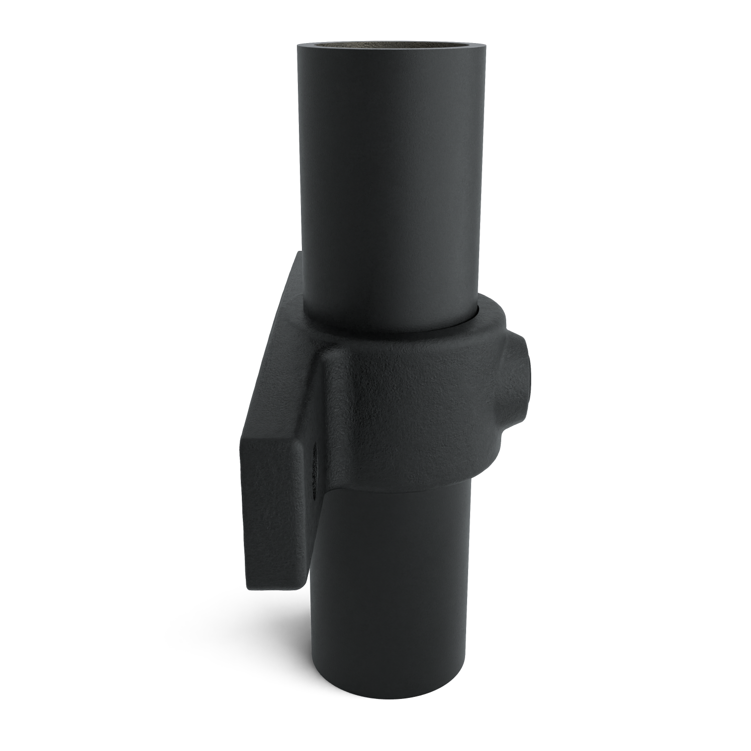 Rohrverbinder Ösenteil mit Doppellasche schwarz 48,3 mm - Seitenansicht mit Rohren (Rohr-verbinder.de)