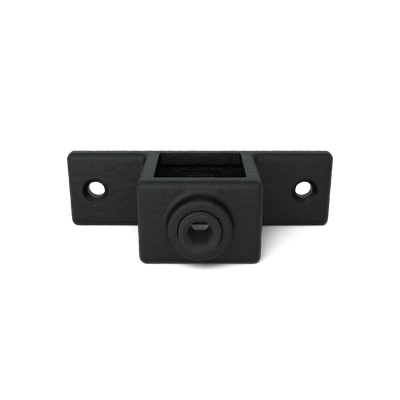 Rohrverbinder Ösenteil mit Doppellasche schwarz 25 mm quadratisch - Vorderansicht Rohrverbinder (Rohr-verbinder.de)