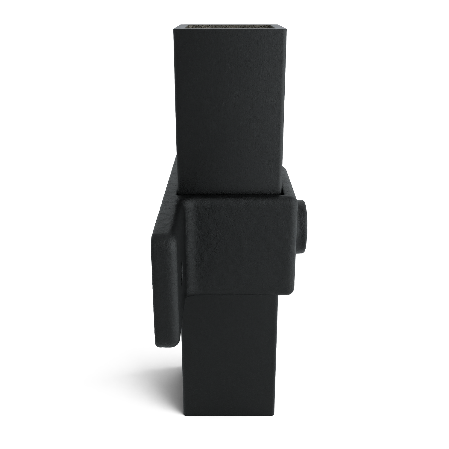 Rohrverbinder Ösenteil mit Doppellasche schwarz 40 mm quadratisch - Seitenansicht mit Rohren (Rohr-verbinder.de)