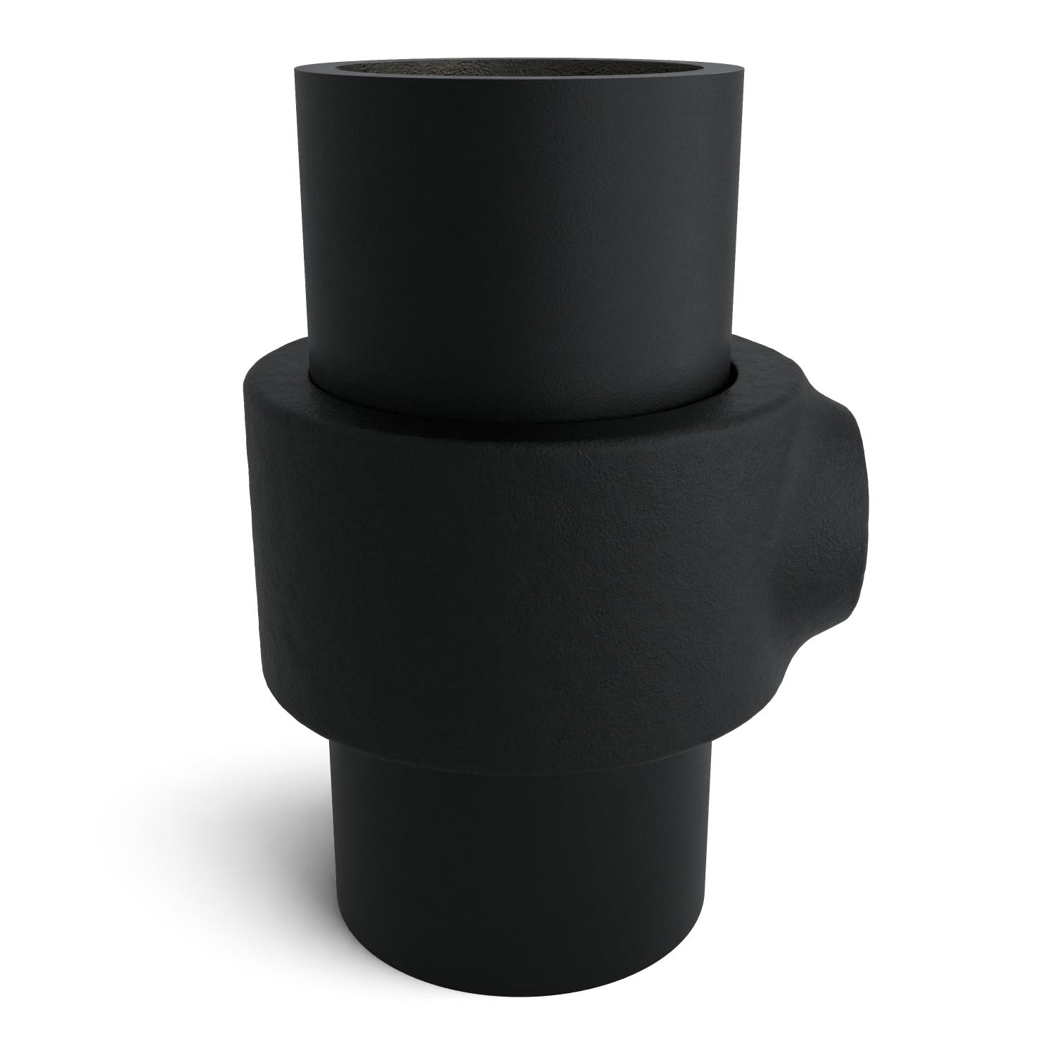 Rohrverbinder Stellring schwarz 42,4 mm - Seitenansicht mit Rohren (Rohr-verbinder.de)