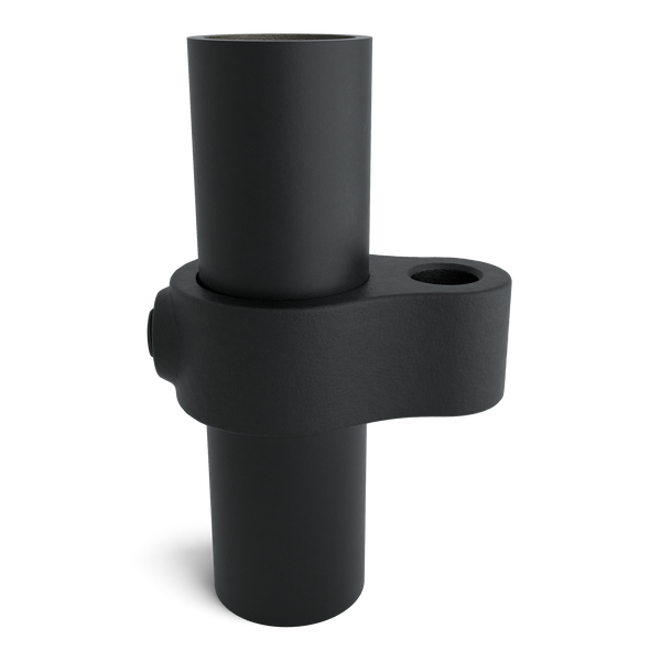 Rohrverbinder Stellringauge schwarz 33,7 mm - Vorderansicht mit Rohren (Rohr-verbinder.de)