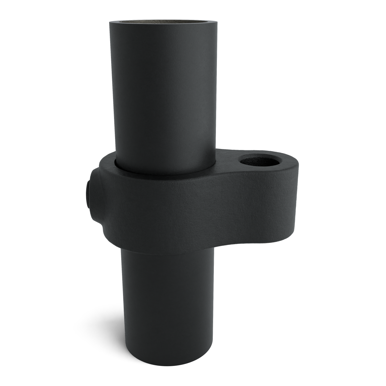 Rohrverbinder Stellringauge schwarz 42,4 mm - Vorderansicht mit Rohren (Rohr-verbinder.de)
