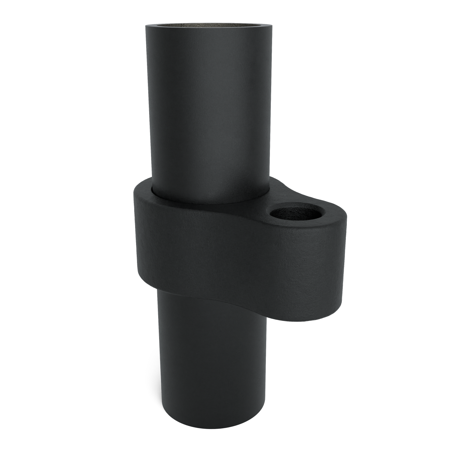 Rohrverbinder Stellringauge schwarz 48,3 mm - Schrägansicht mit Rohren (Rohr-verbinder.de)