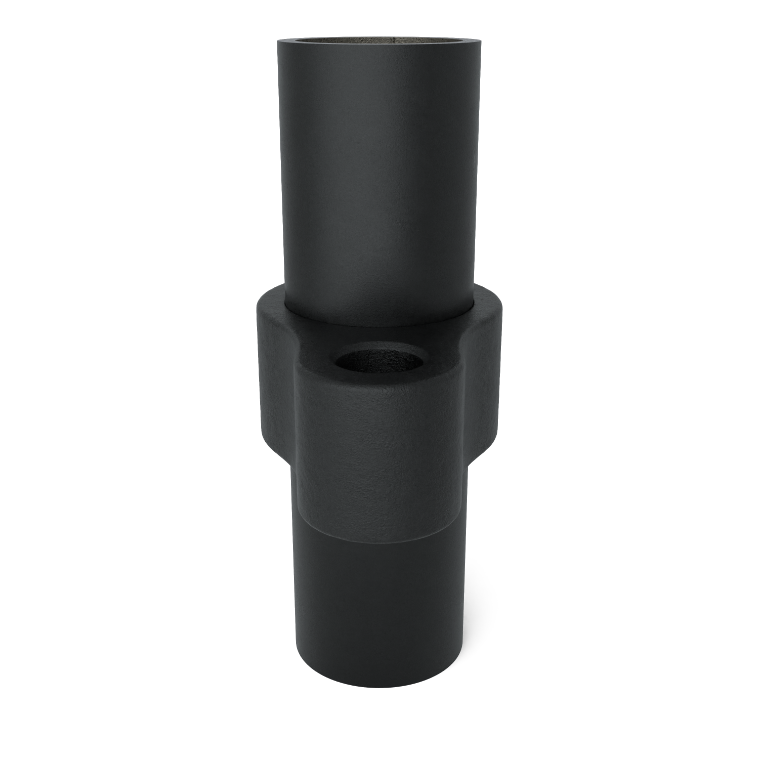 Rohrverbinder Stellringauge schwarz 42,4 mm - Seitenansicht mit Rohren (Rohr-verbinder.de)