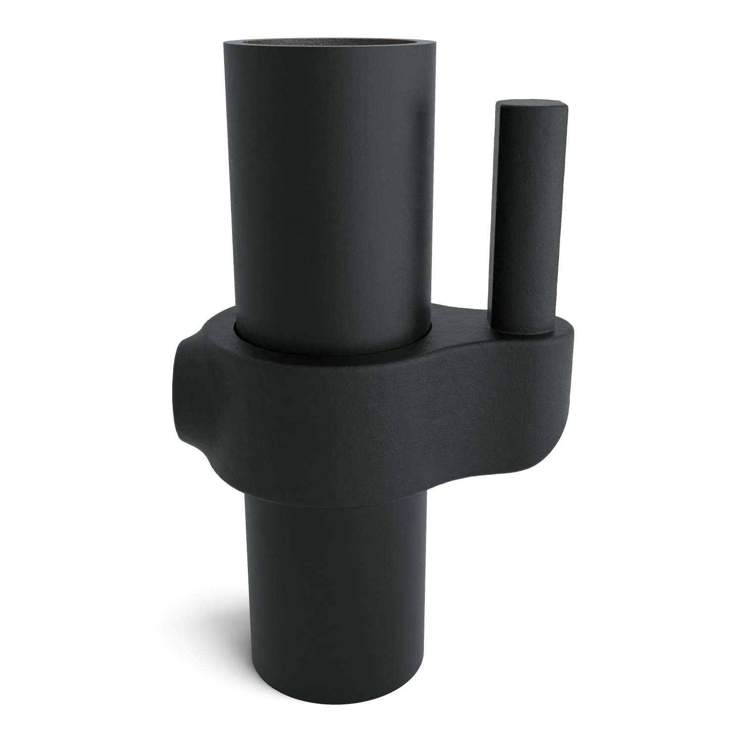 Rohrverbinder Stellringzapfen schwarz 33,7 mm - Vorderansicht mit Rohren (Rohr-verbinder.de)