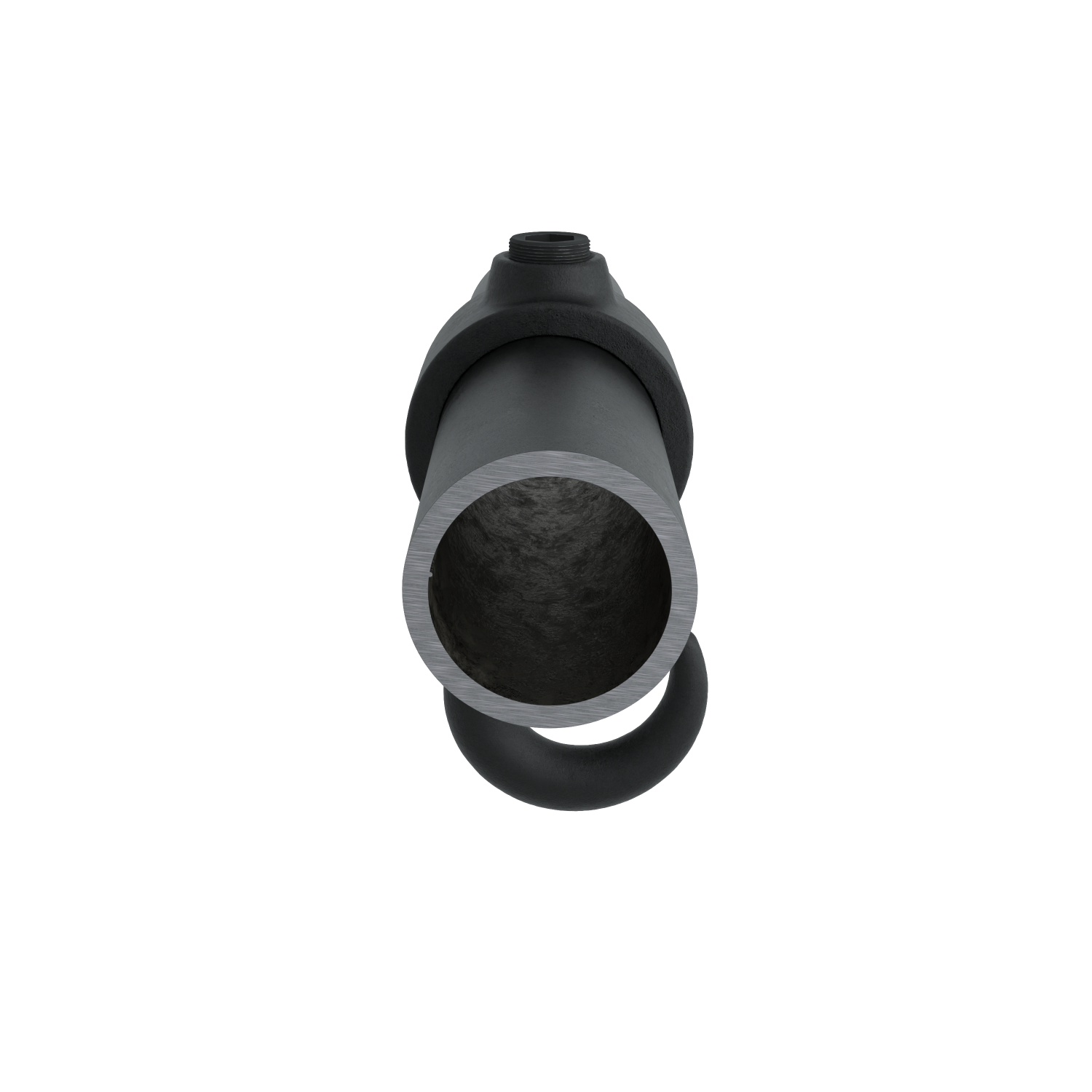Rohrverbinder Kleiderhaken - Schwarz für außen -  42,4 mm - Schrägansicht mit Rohren (Rohr-verbinder.de)