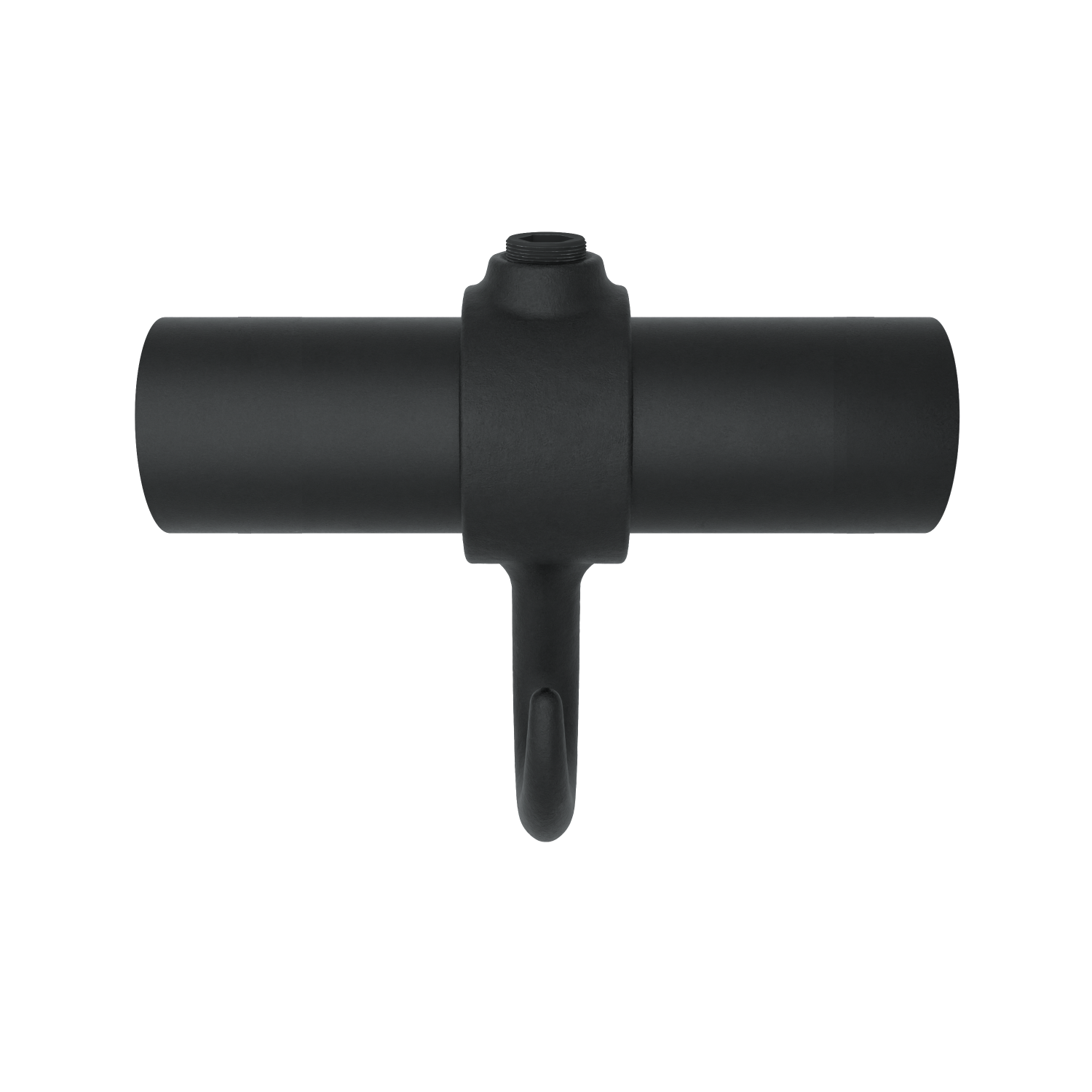 Rohrverbinder Kleiderhaken schwarz 26,9 mm - Seitenansicht mit Rohren (Rohr-verbinder.de)
