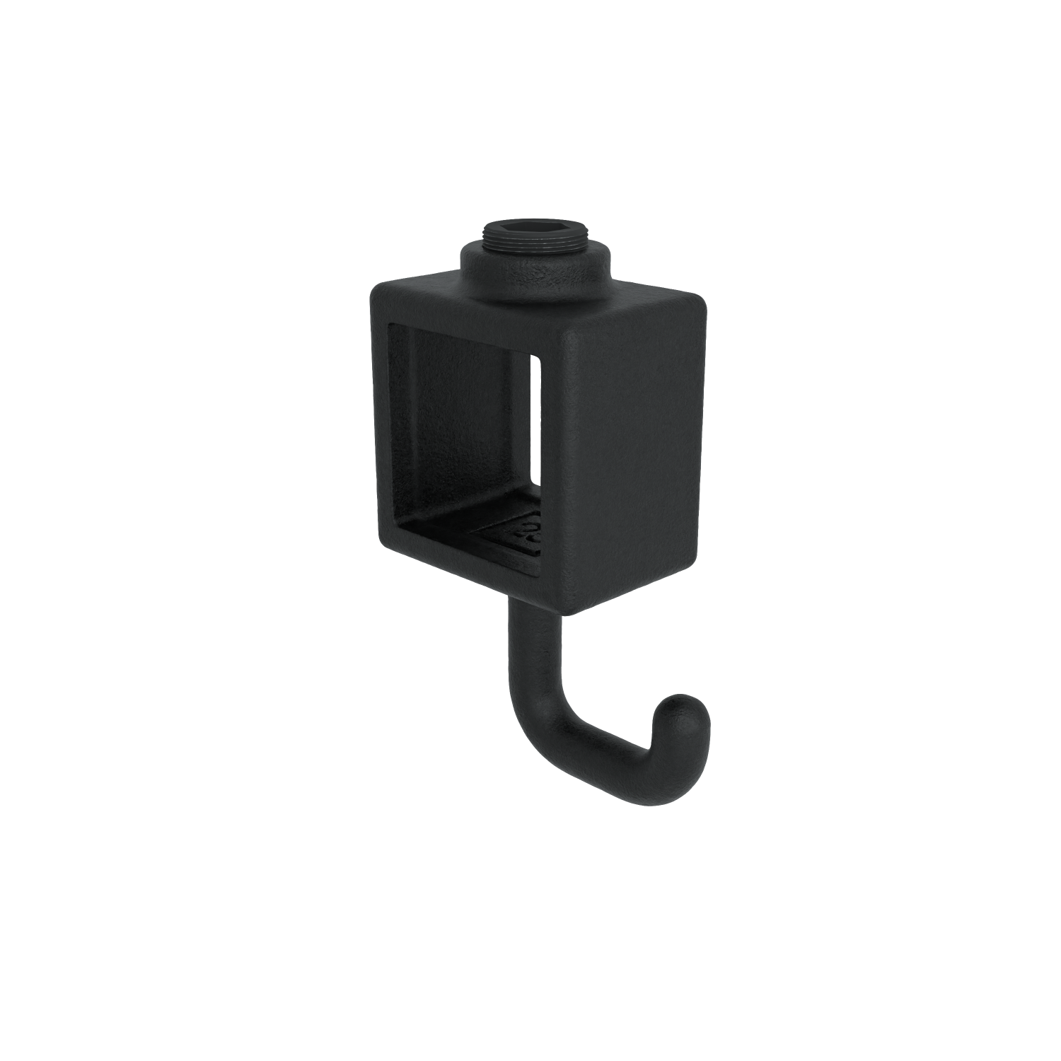 Rohrverbinder Kleiderhaken schwarz 25 mm quadratisch - Vorderansicht Rohrverbinder (Rohr-verbinder.de)