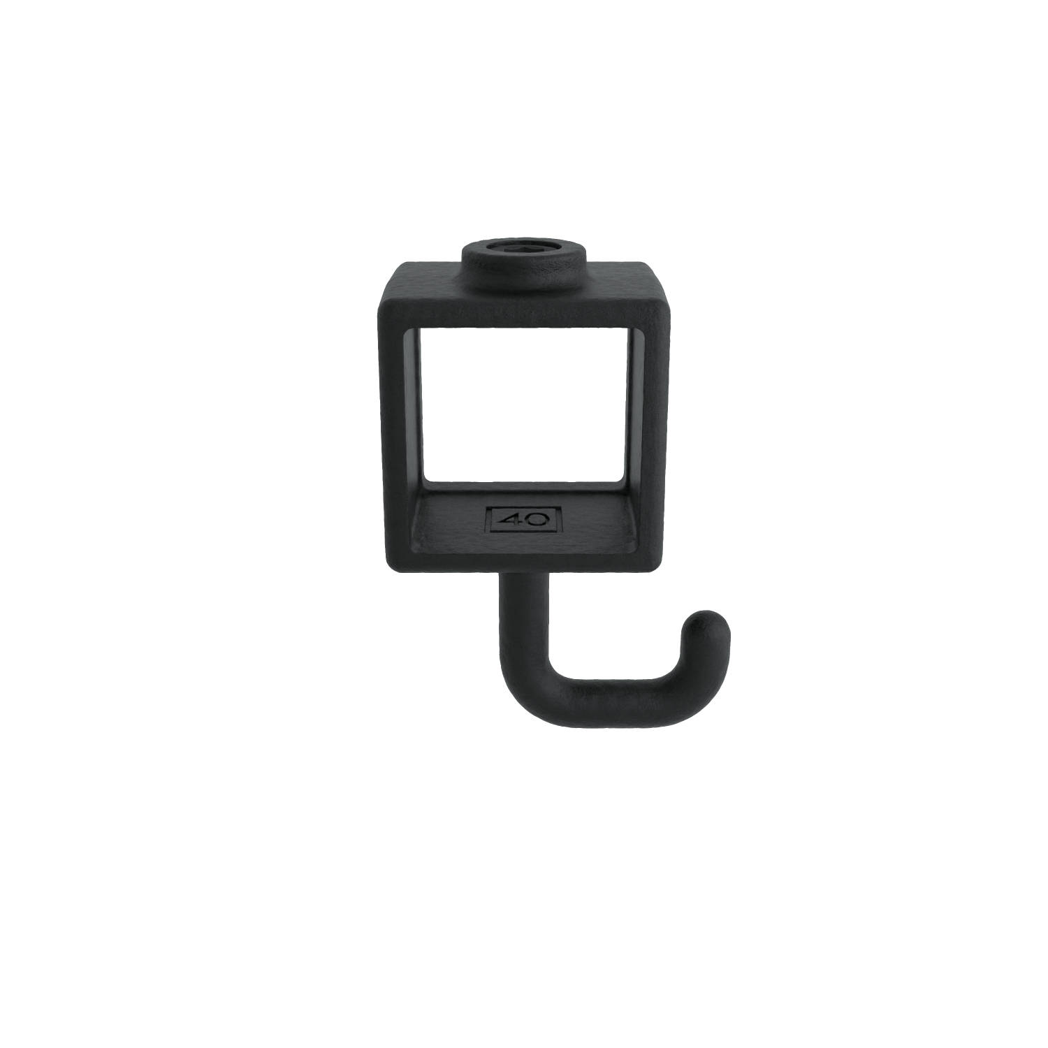 Rohrverbinder Kleiderhaken schwarz 40 mm quadratisch - Seitenansicht Rohrverbinder (Rohr-verbinder.de)