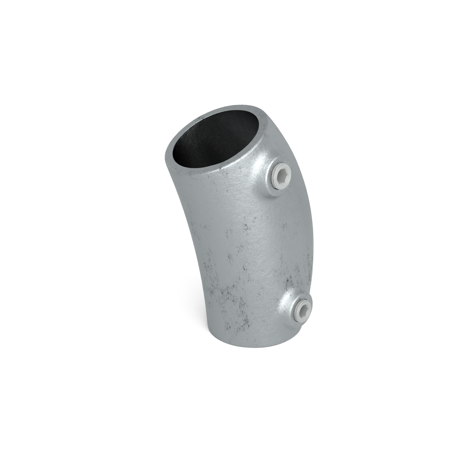 Rohrverbinder Bogen 105º - 165º 48,3 mm - Schrägansicht Rohrverbinder (Rohr-verbinder.de)
