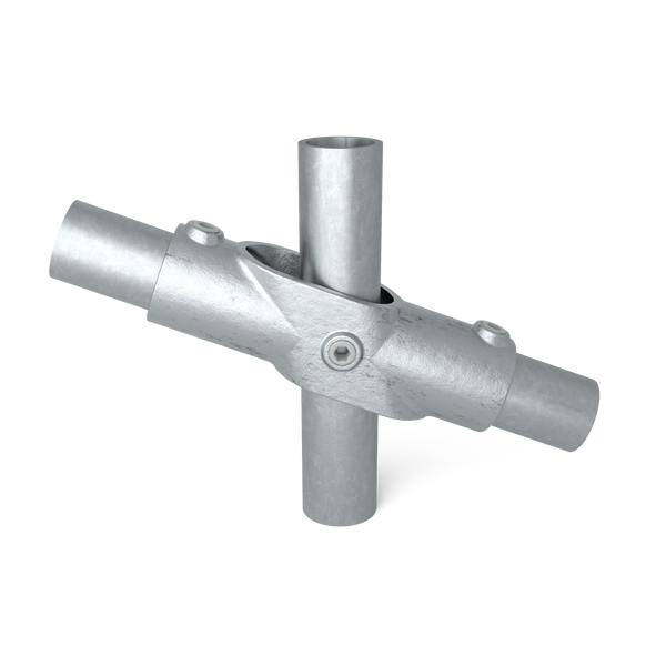 Rohrverbinder Kreuzstück 45º-90º 48,3 mm - Vorderansicht mit Rohren (Rohr-verbinder.de)