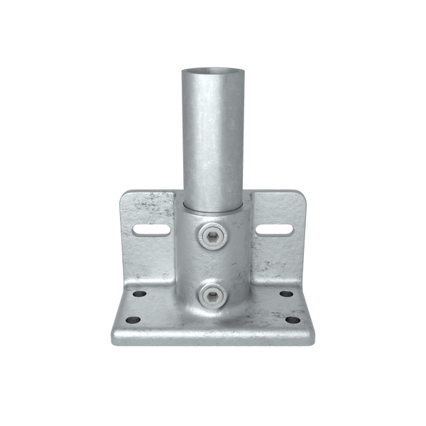 Rohrverbinder Trittrand-Fußplatte 48,3 mm - Vorderansicht mit Rohren (Rohr-verbinder.de)