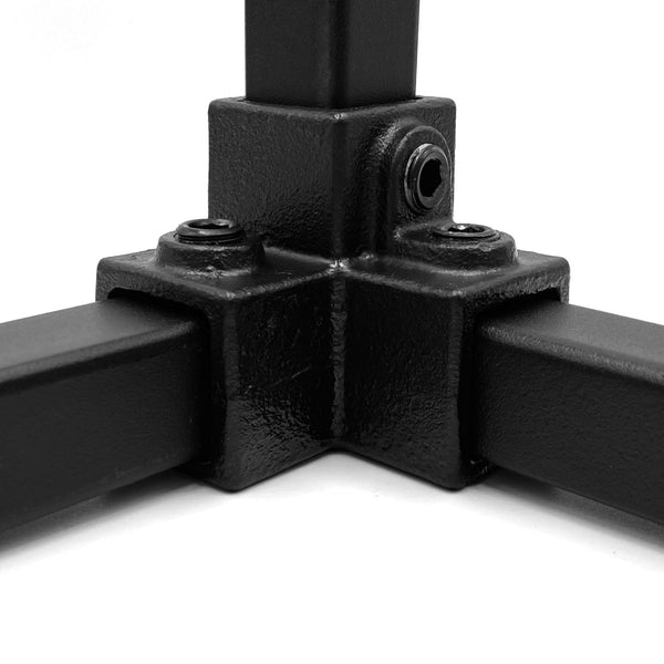 Dreiweg-Eckstück 90º schwarz 25 mm quadratisch | Rohrverbinder | das größte Angebot an Rohrverbindern | Rohr-verbinder.de