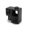 Eckstück 90º mit Befestigungsplatte schwarz 25 mm quadratisch | Rohrverbinder | das größte Angebot an Rohrverbindern | Rohr-verbinder.de